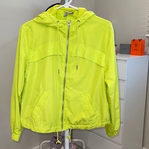 Neon windbreaker woven fabric zip up jacket